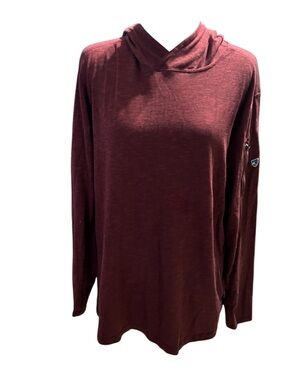 mens kuhl hoodie sweatshirt Lightweight Hooded Long Sleeve Top in Burgundy M